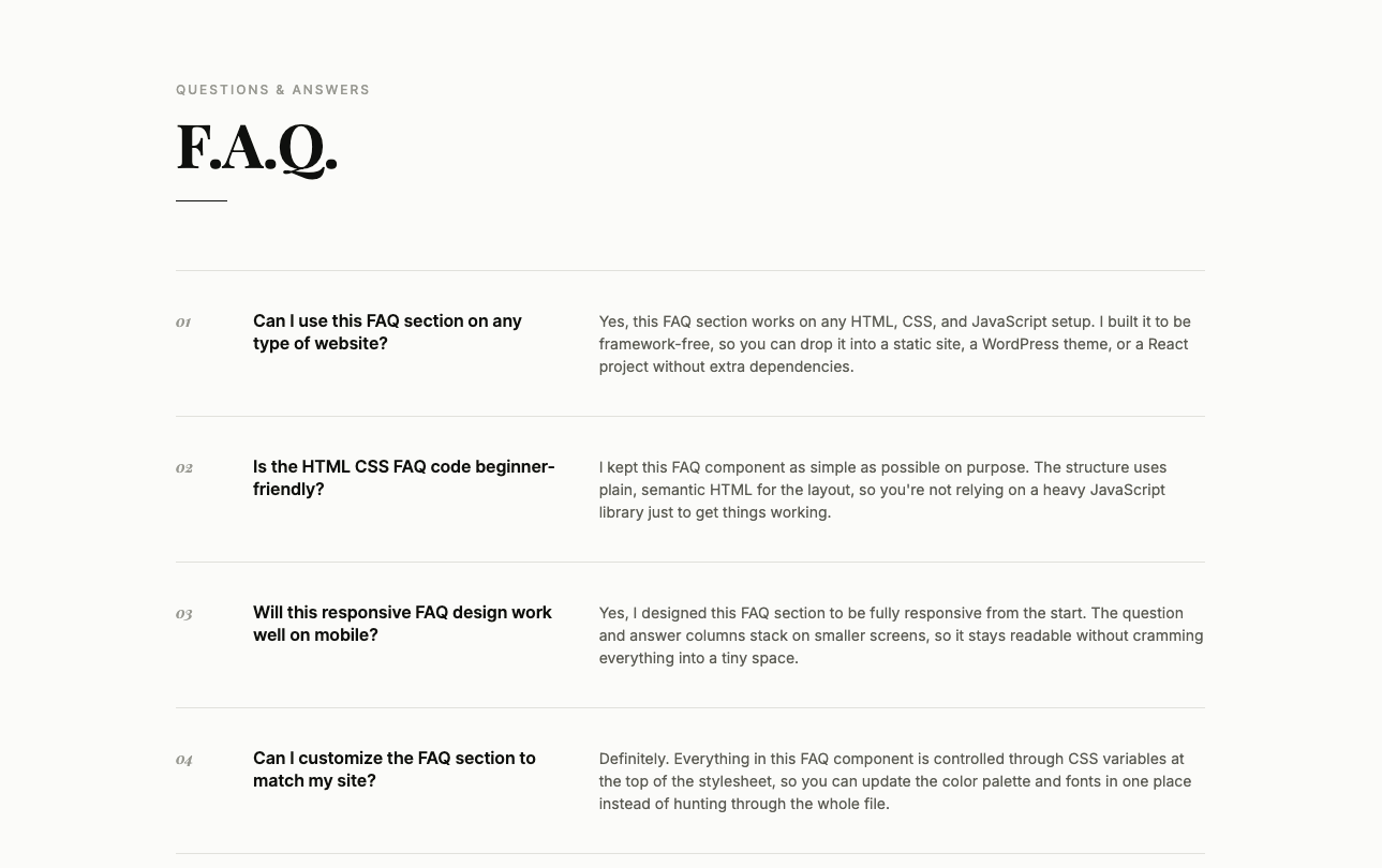 FAQ Section HTML CSS #3