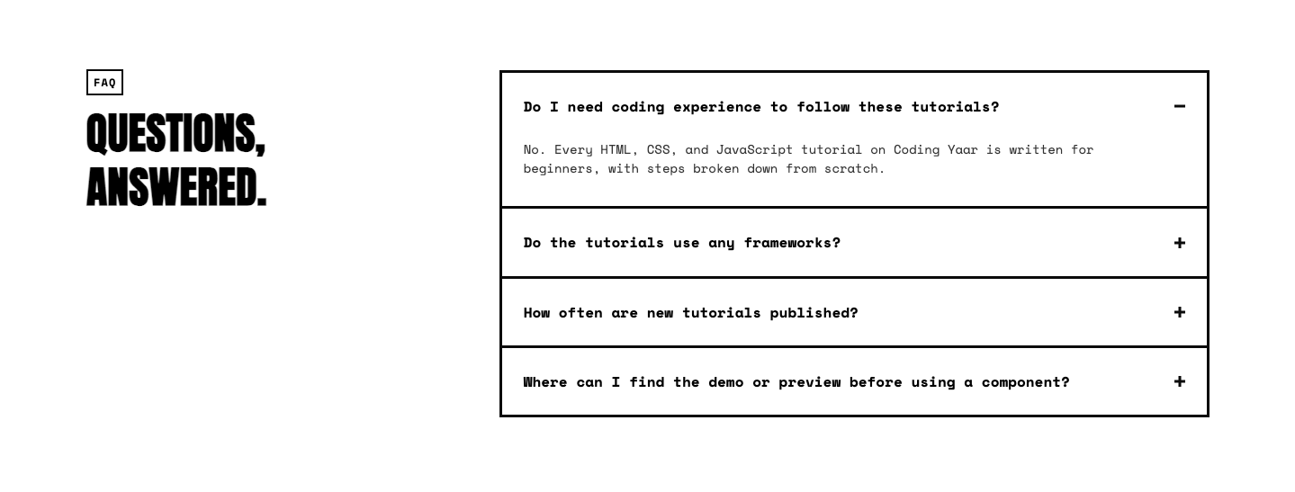 FAQ Section HTML CSS JS #4