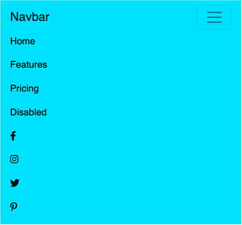 bootstrap navbar with social media icons step 3